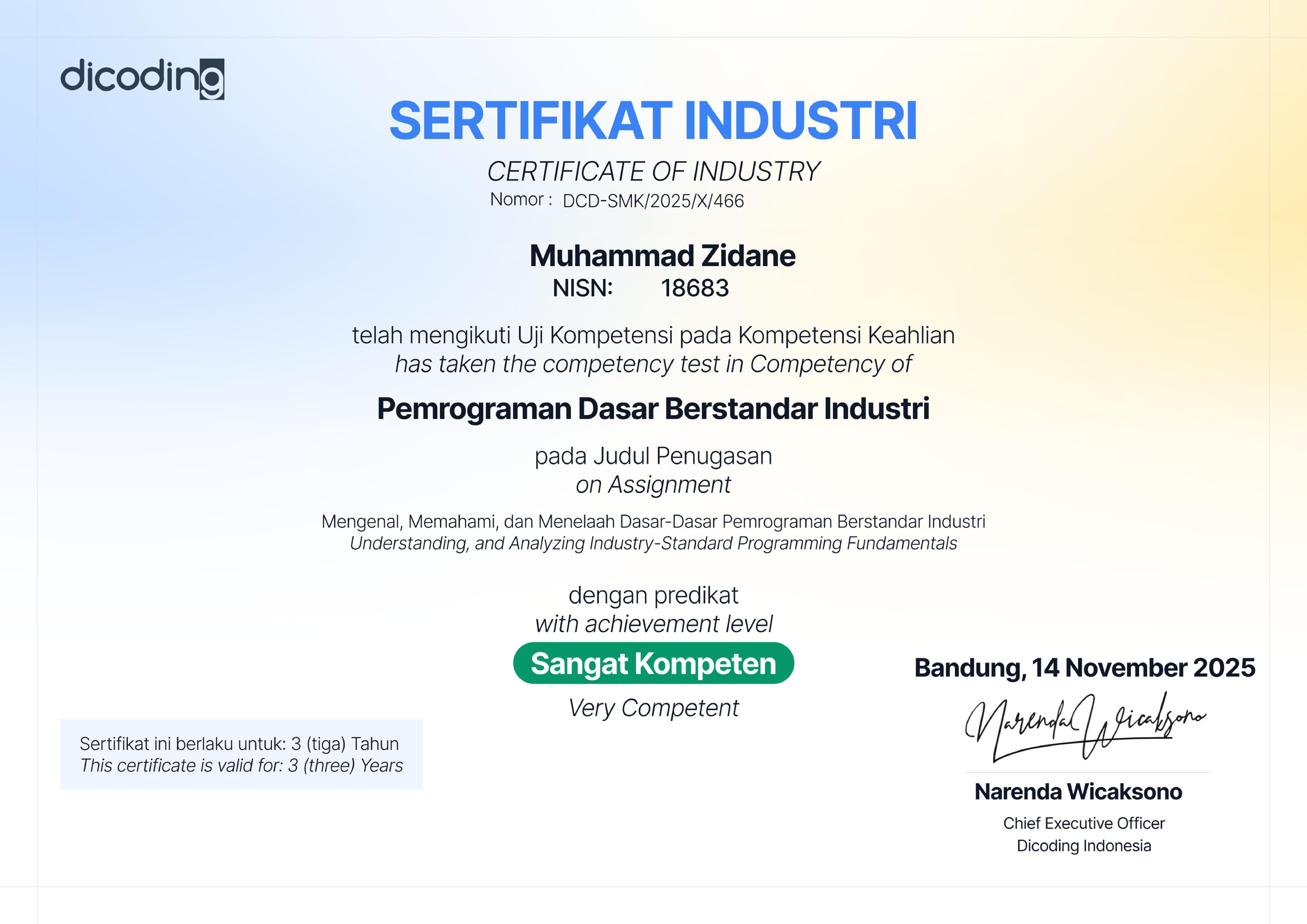 Industry Certificate: Industry-Standard Basic Programming